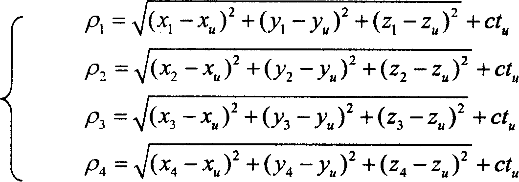 Method for positioning stationary user insufficient four satellites based on time lag