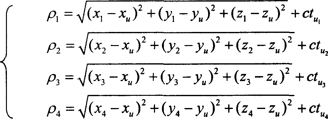 Method for positioning stationary user insufficient four satellites based on time lag