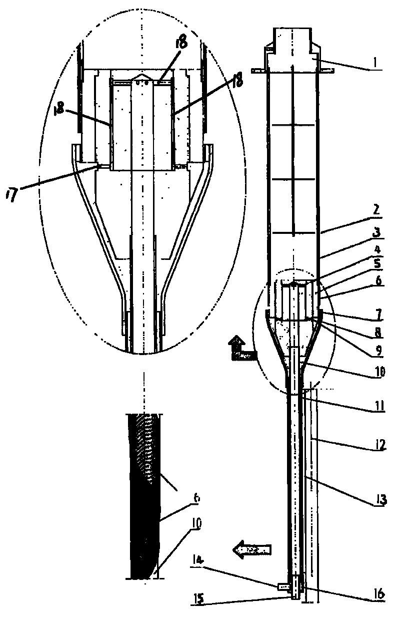 Cold end of heavy current lead out wire made from high-temperature superconductor, and low resistance connector of superconducting transmission line