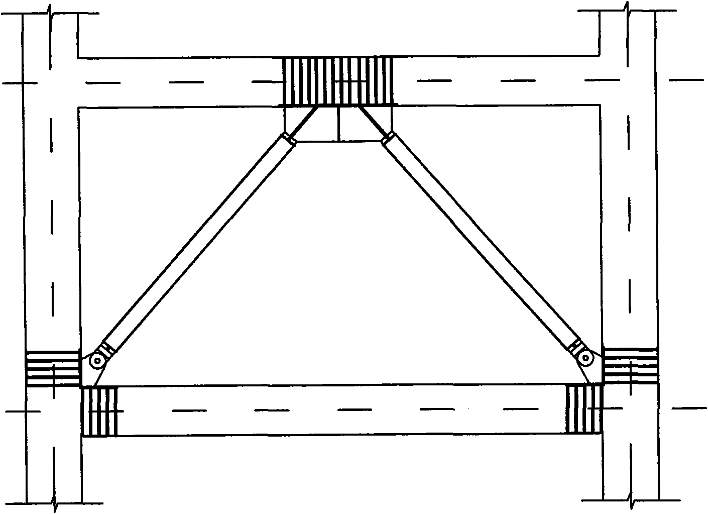 Vertical reinforced concrete component-connection node for buckling-restrained brace