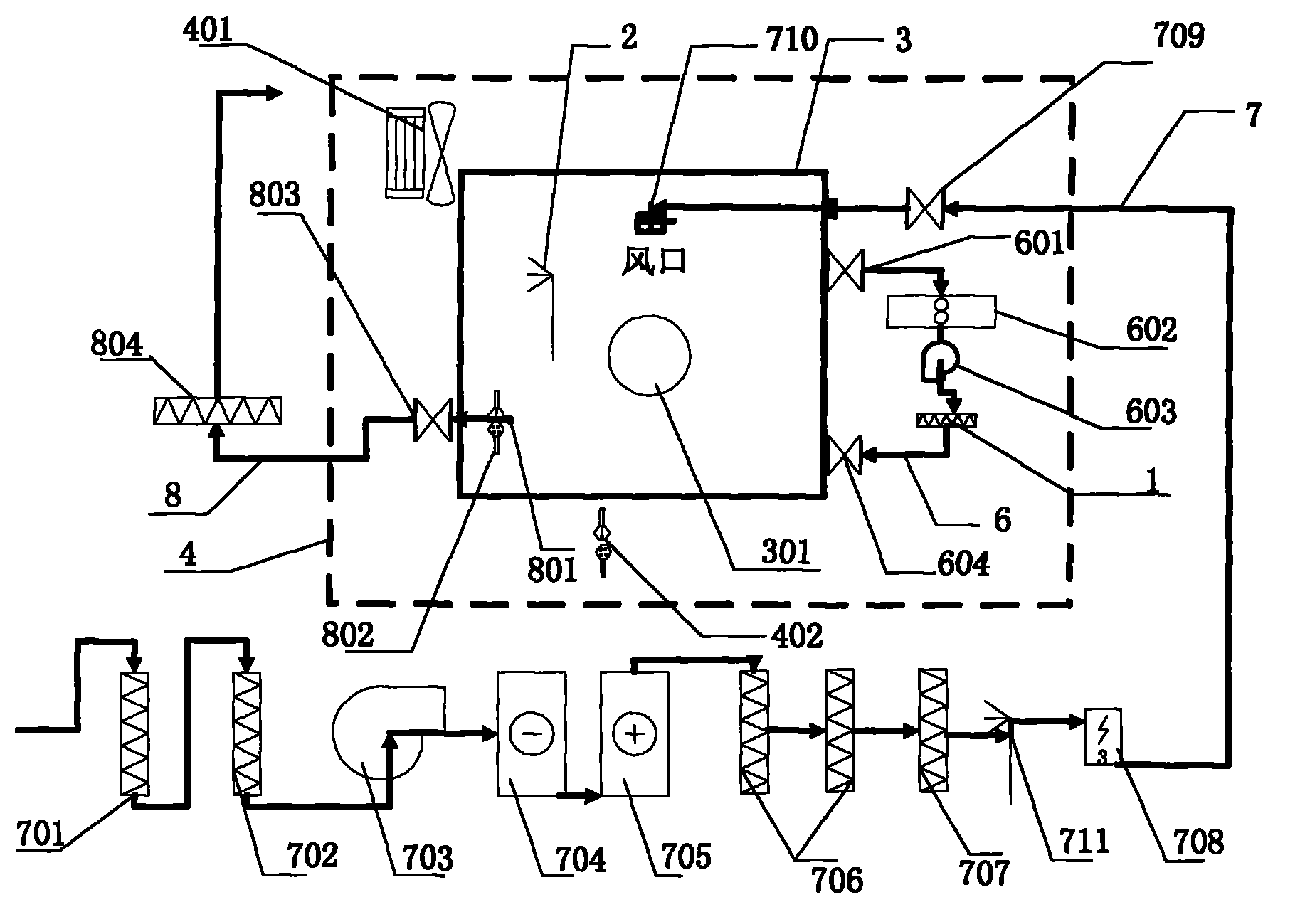 Device for indirectly testing one-time purification efficiency of air purifying component and method thereof