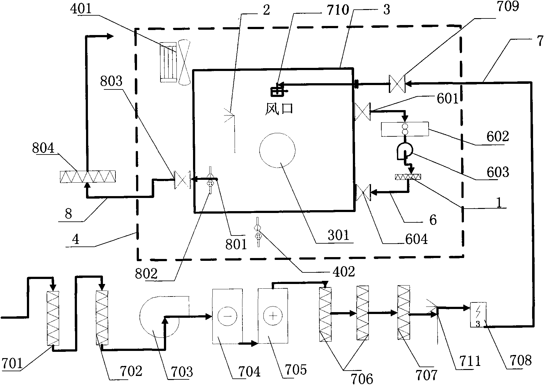 Device for indirectly testing one-time purification efficiency of air purifying component and method thereof