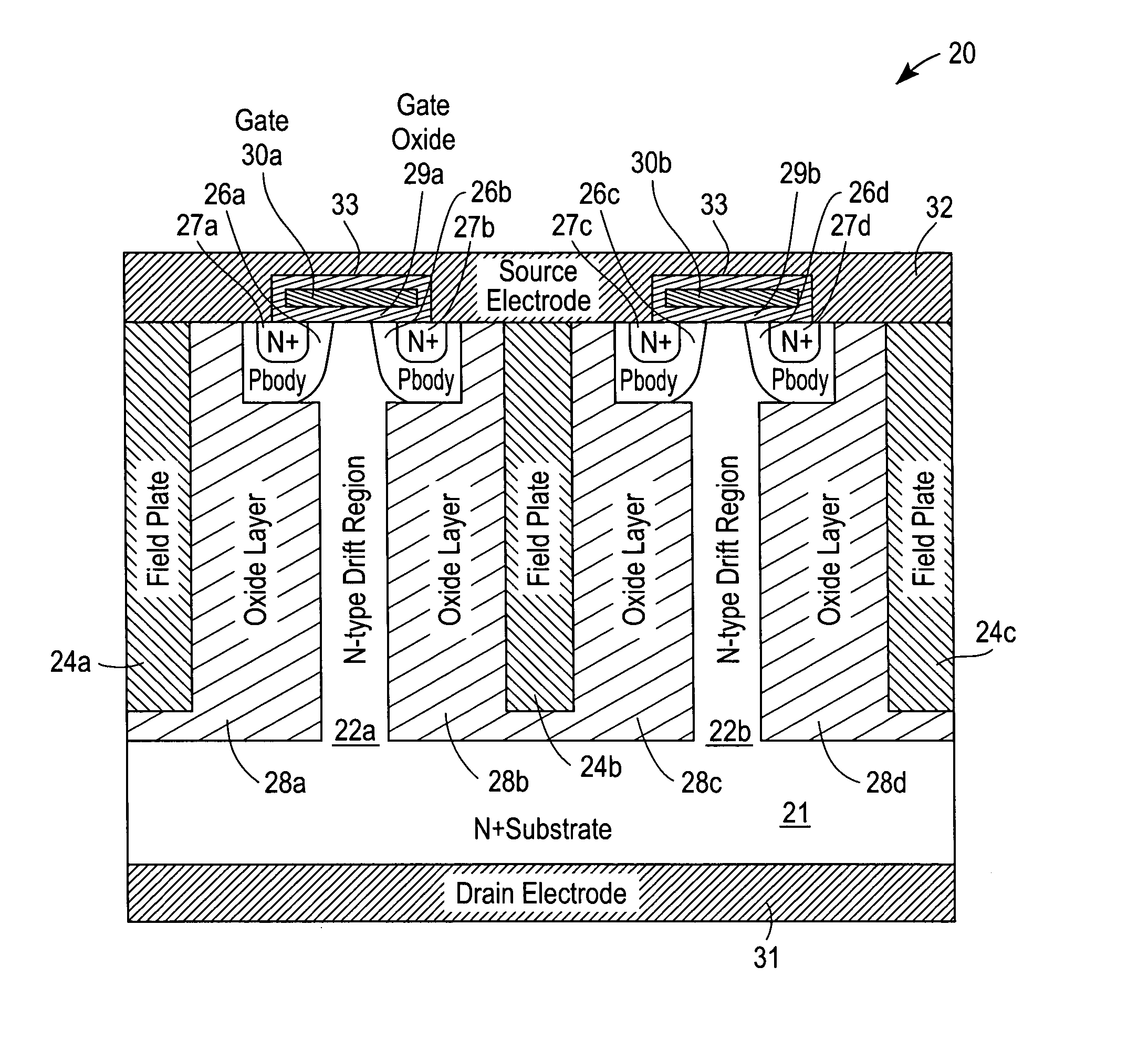 High-voltage vertical transistor with edge termination structure