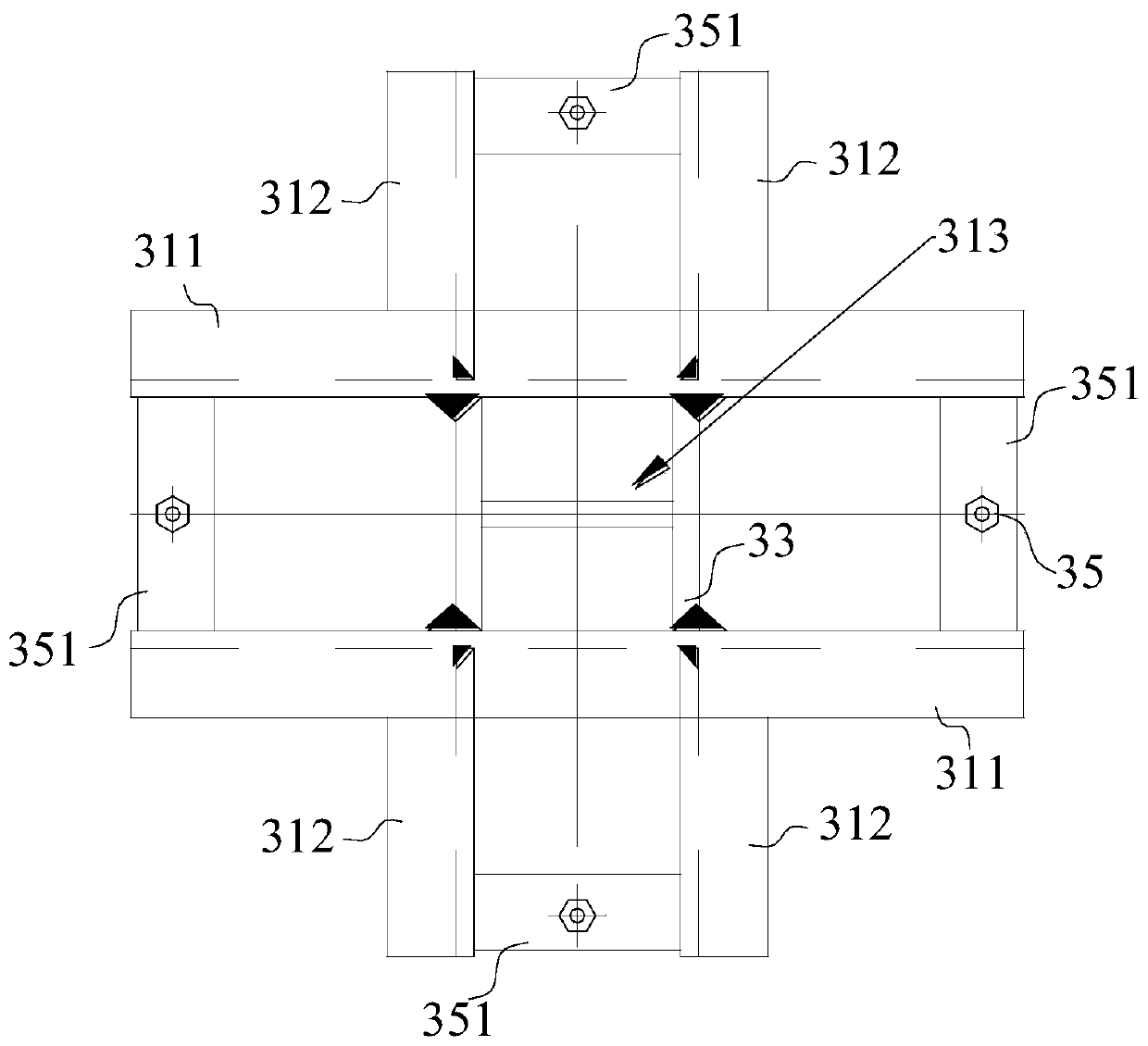 Universal base structure for power distribution device building of transformer substation