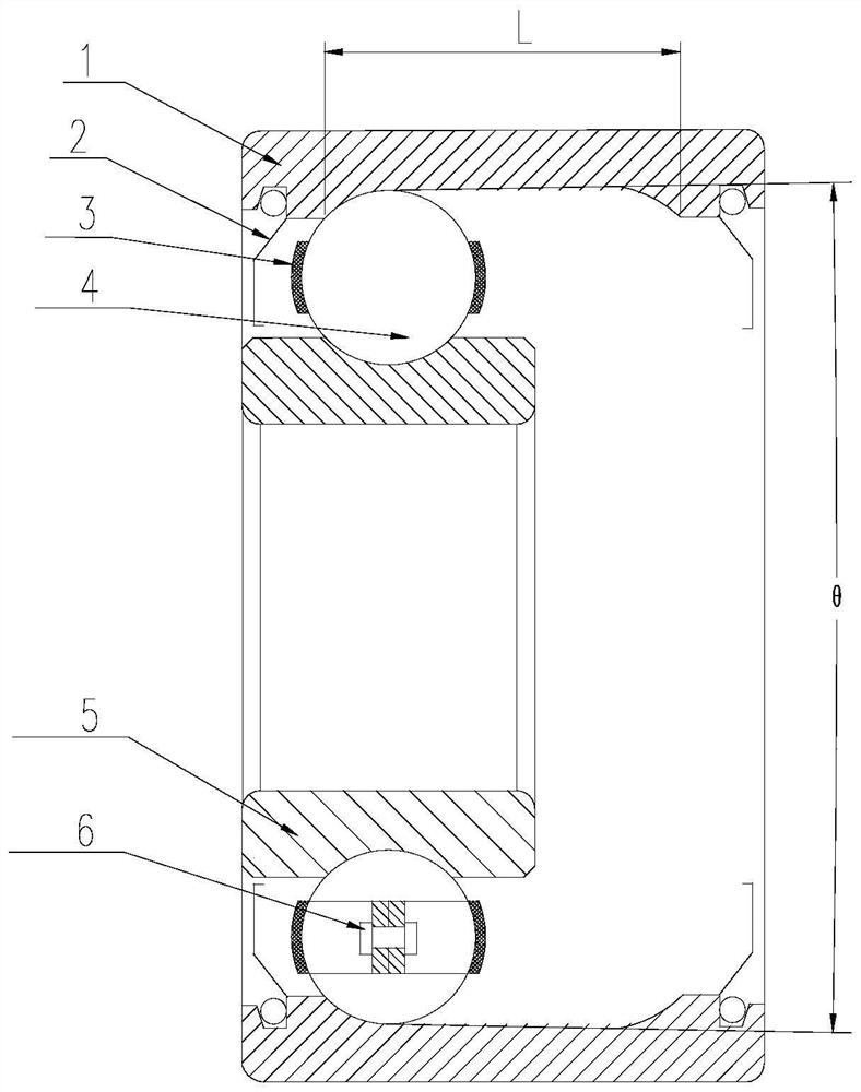 Wide-outer-ring long-service-life bearing with clearance adjusting function