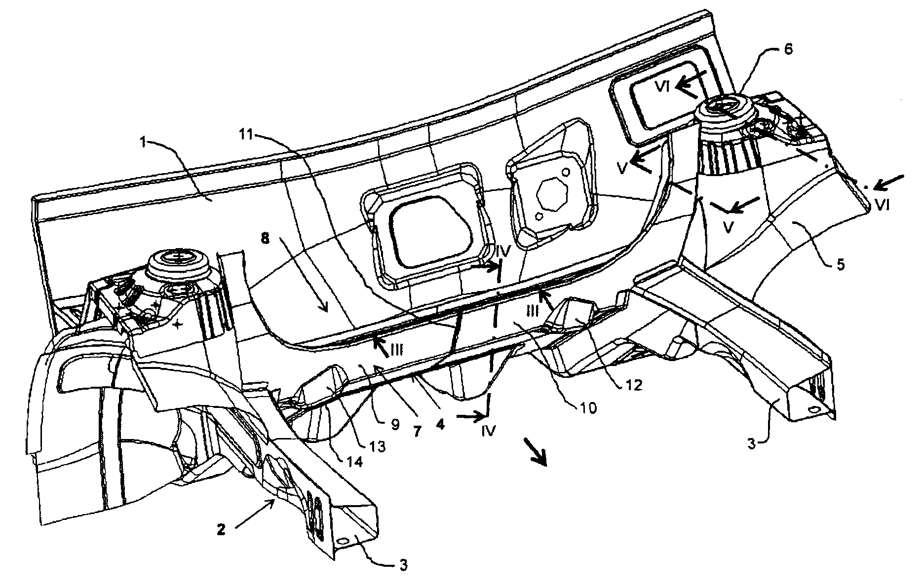 Vehicle body for a motor vehicle