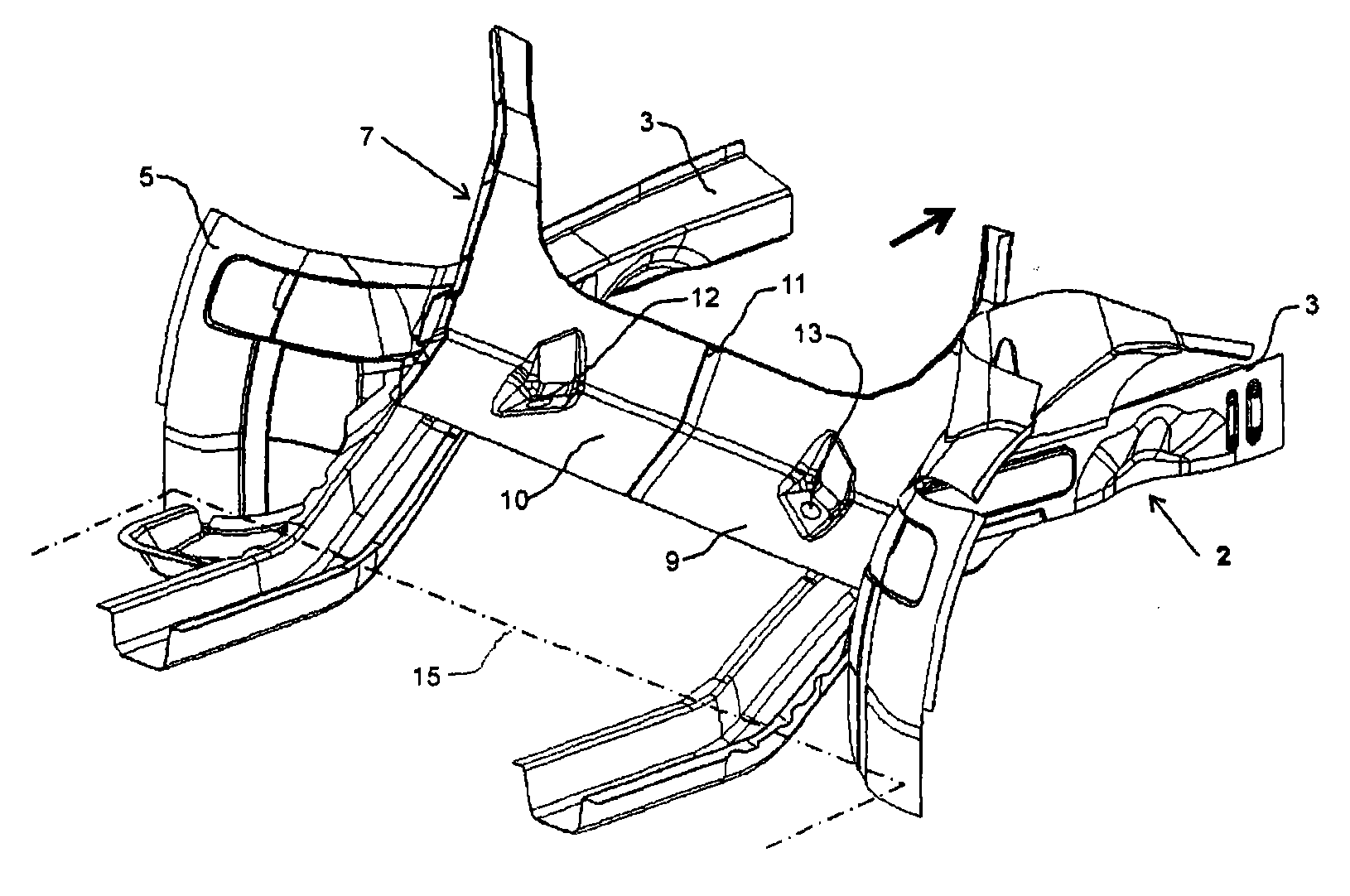 Vehicle body for a motor vehicle