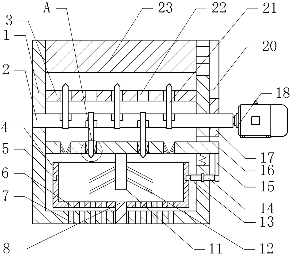 Smashing device used for pet snacks processing