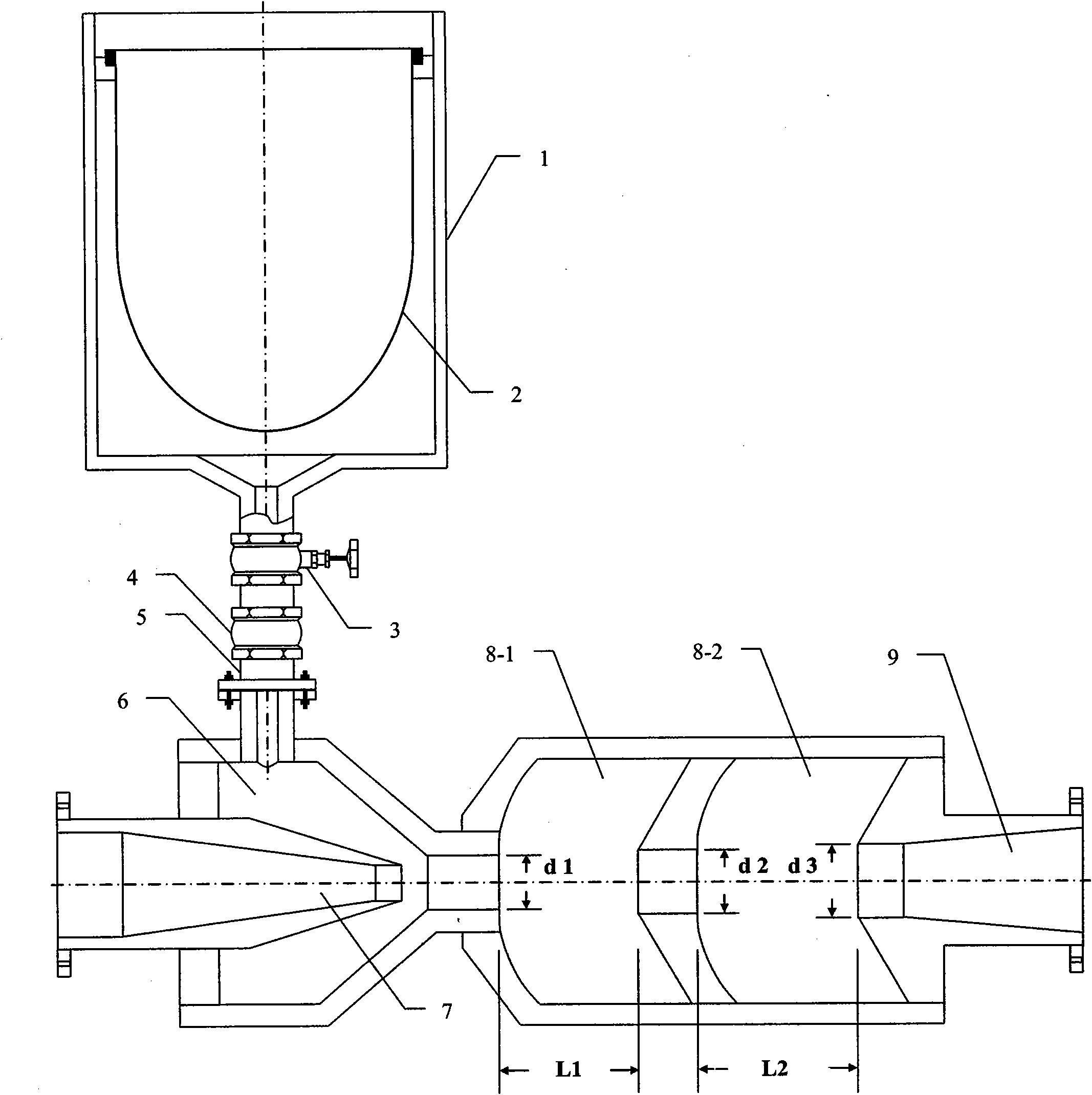 Jet type fertilizer injector with oscillation cavities