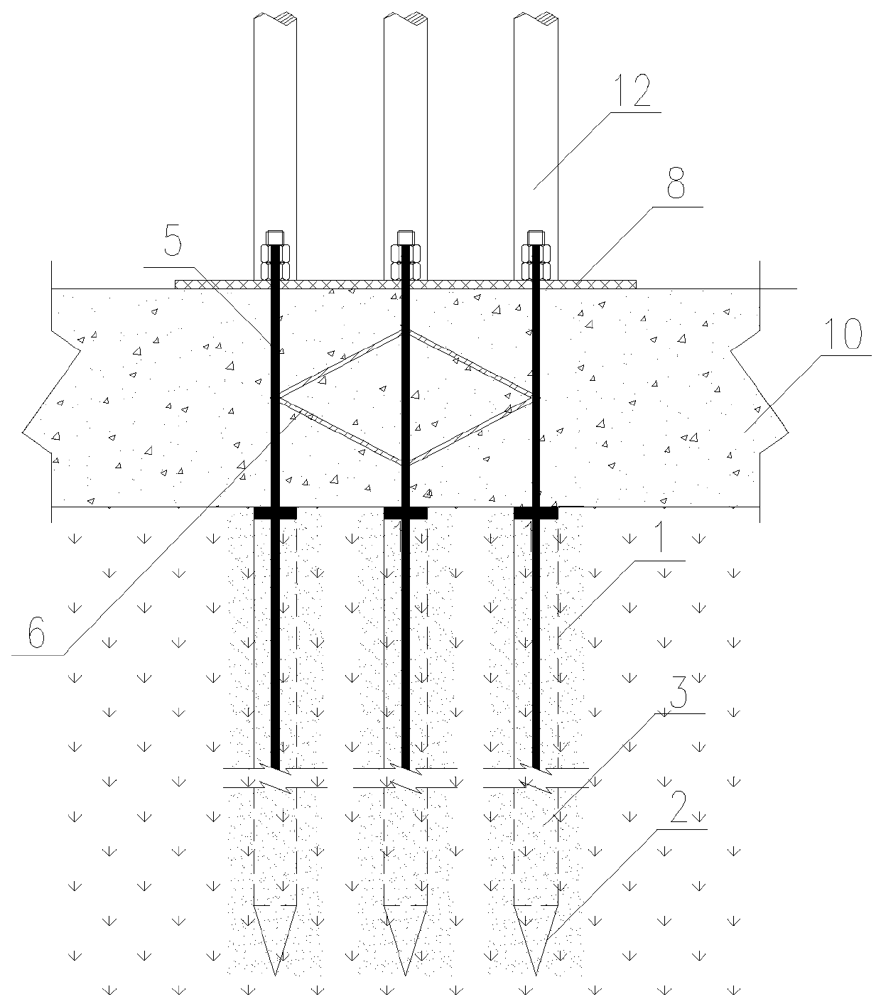 Integrated steel anchor pipe foundation structure of highway guardrail and sound barrier and a construction method thereof.