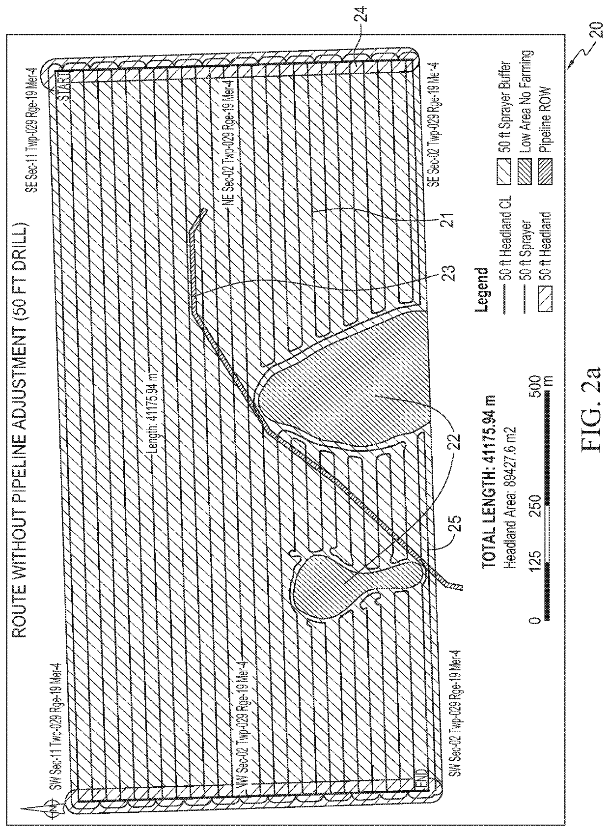 Method and system for determining optimized travel path for agricultural implement on land with obstacle