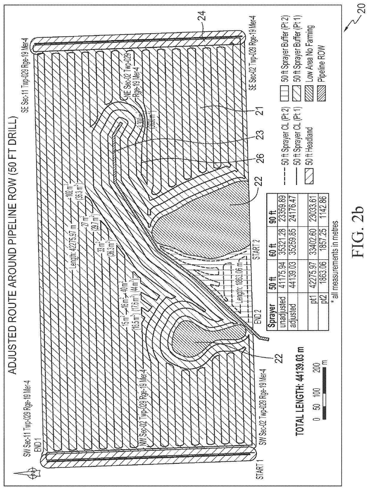 Method and system for determining optimized travel path for agricultural implement on land with obstacle