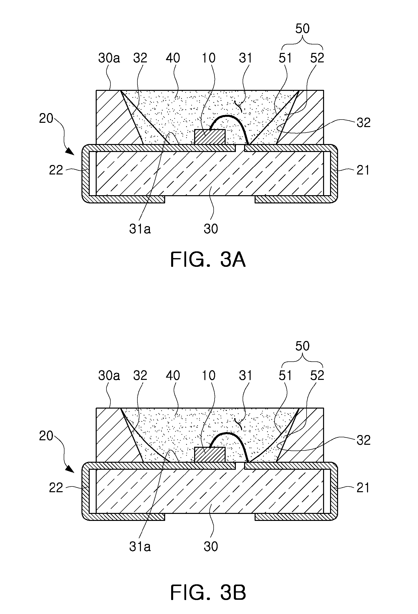 LED package with recess and protrusions