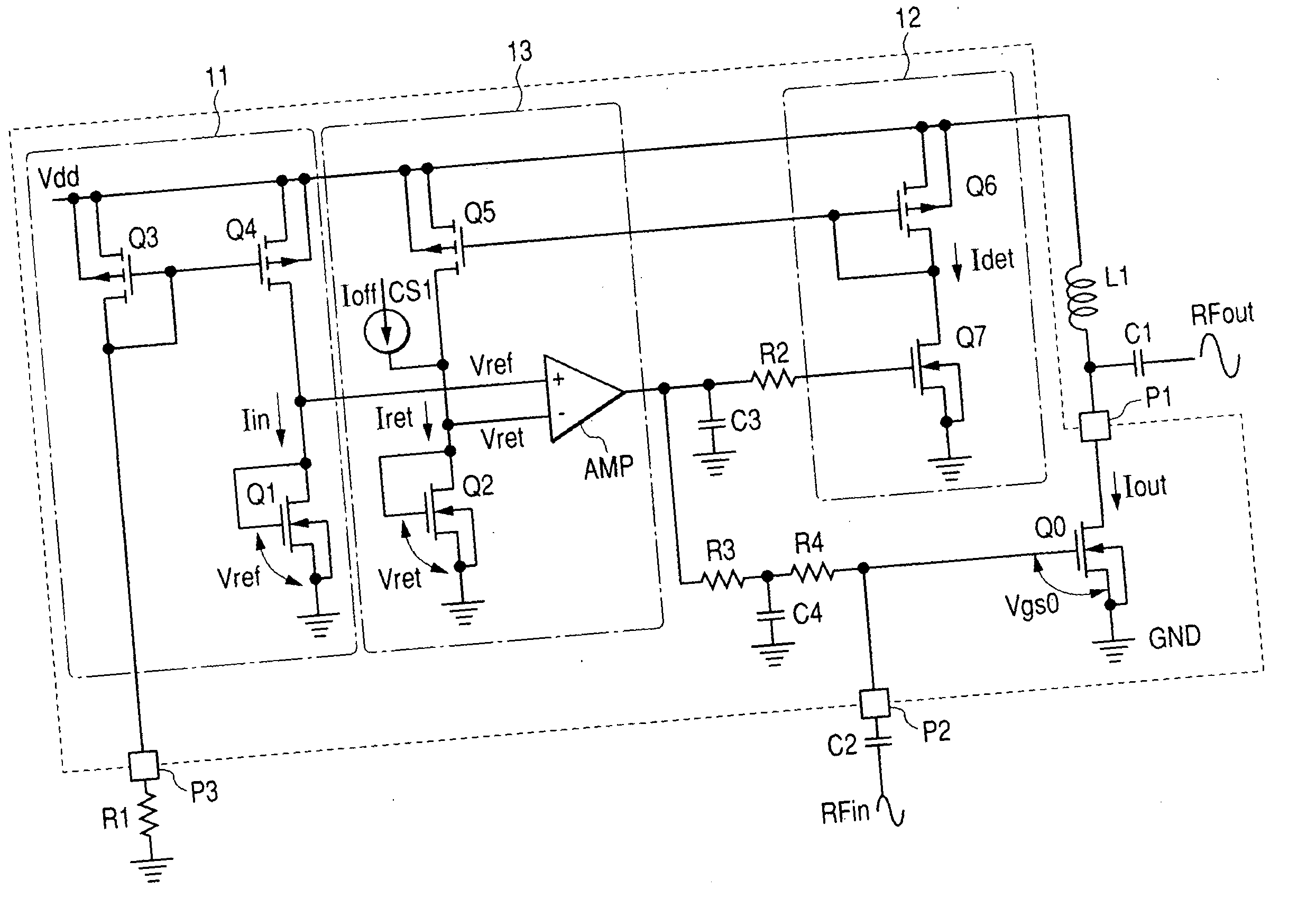 High frequency power amplifier circuit and electronic component for high frequency power amplifier