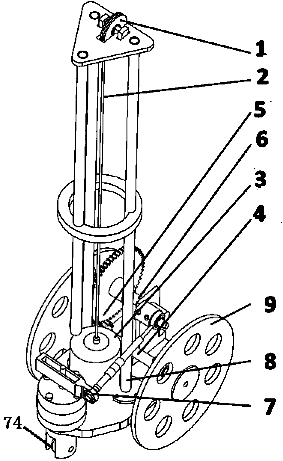 Self-propelled trolley driven by gravitational potential energy and capable of travelling around splay route