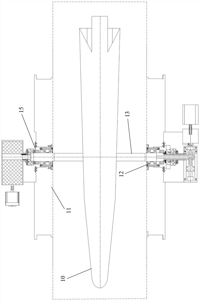 Supersonic wind tunnel model pitching motion protection device