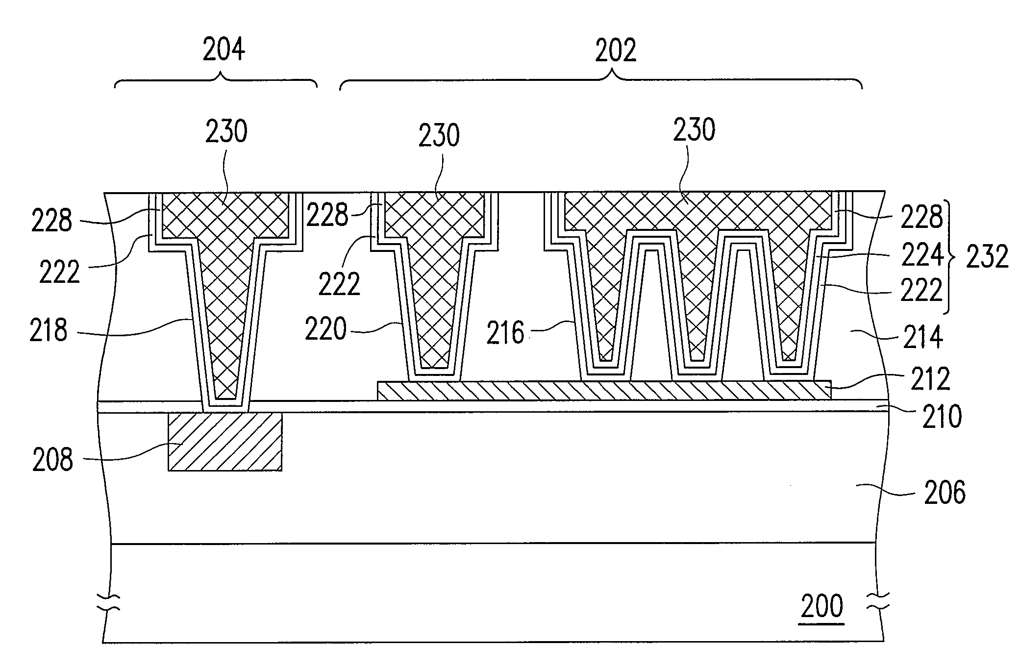 Capacitor structure having butting conductive layer