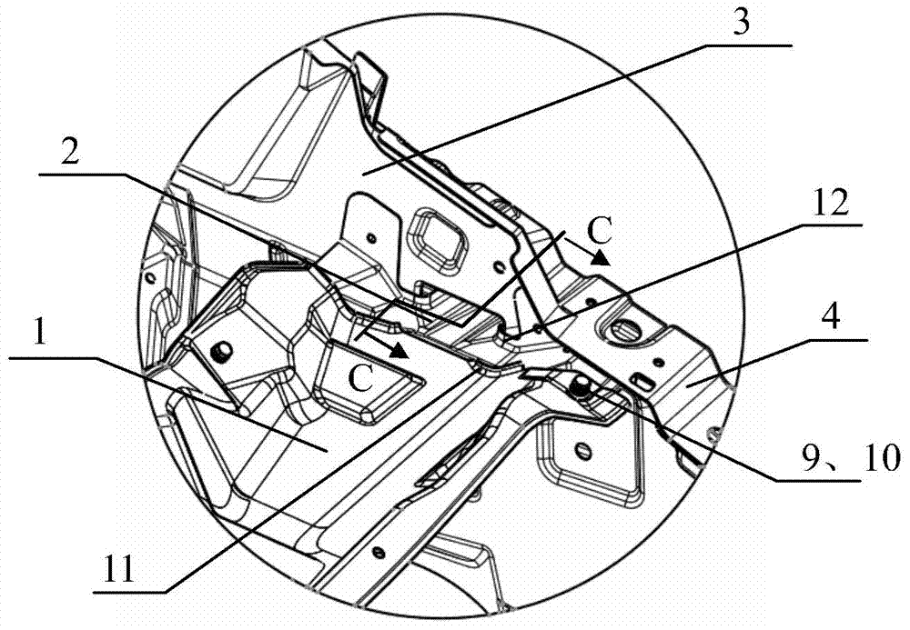 Body-in-white engine room gutter channel structure