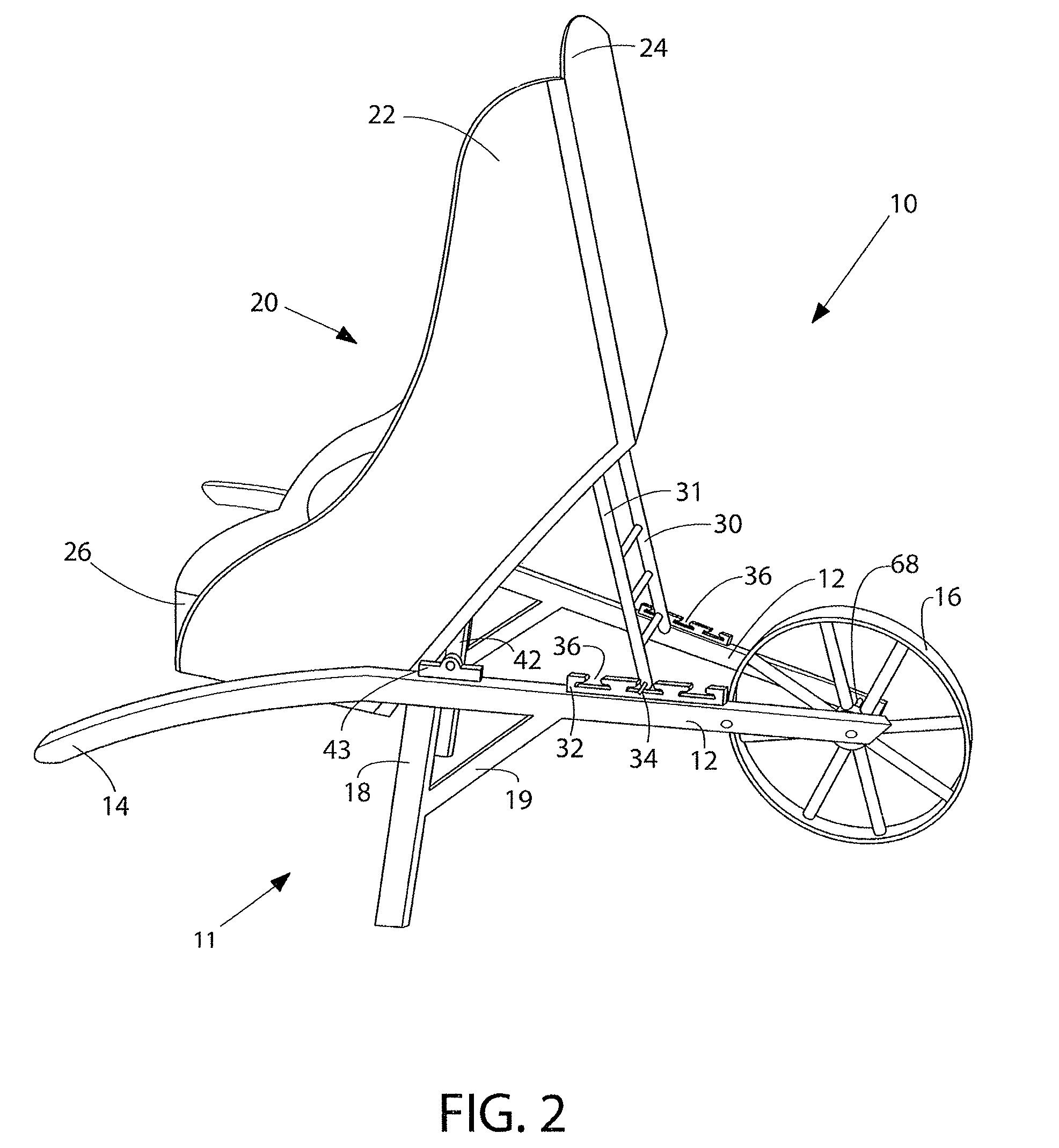 Adjustable wheelbarrow chair