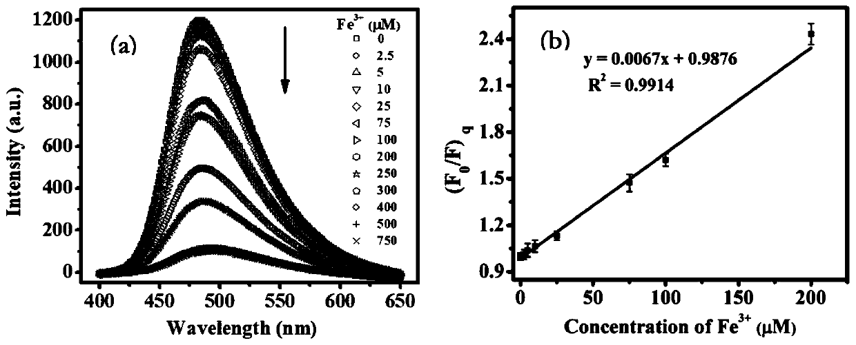 Carbon dot fluorescent probe, and preparation method and application thereof