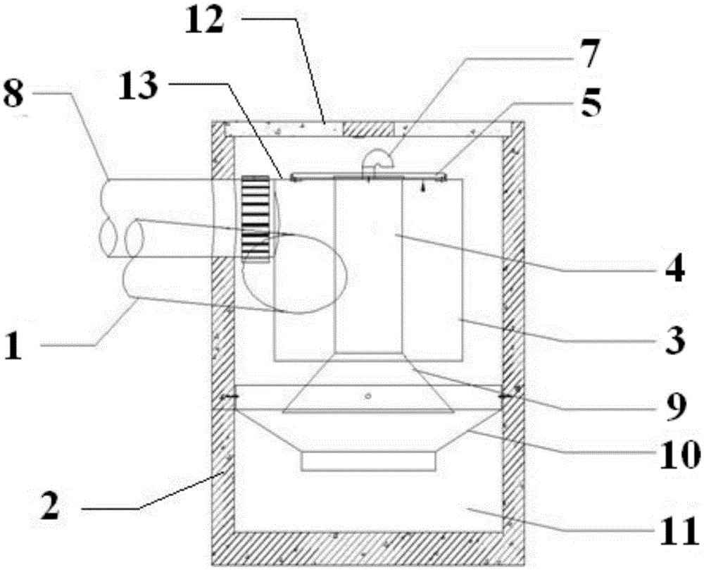 Rainwater pollutant interception well adopting cyclone separation