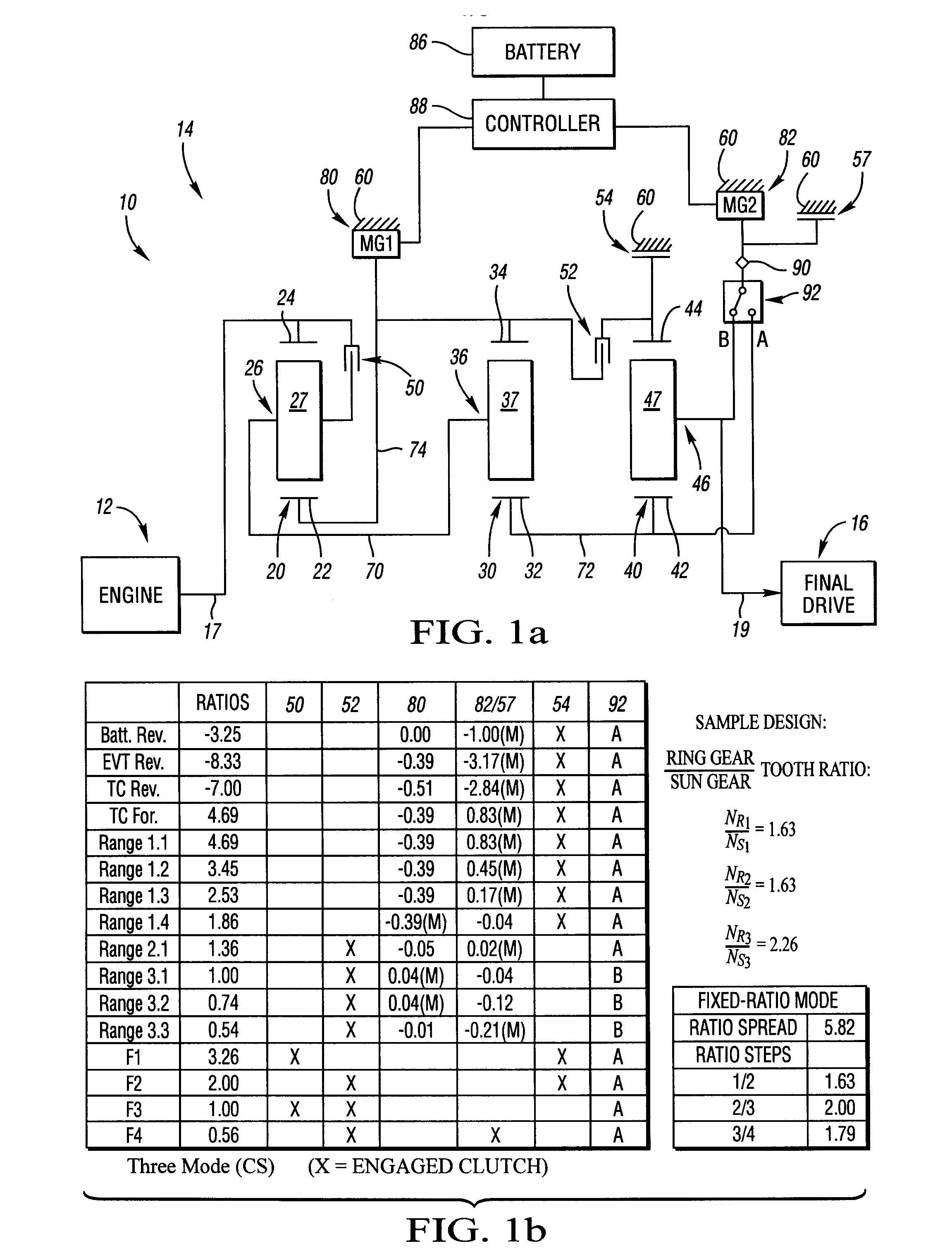 Electrically variable transmission having three planetary gear sets and clutched motor/generators