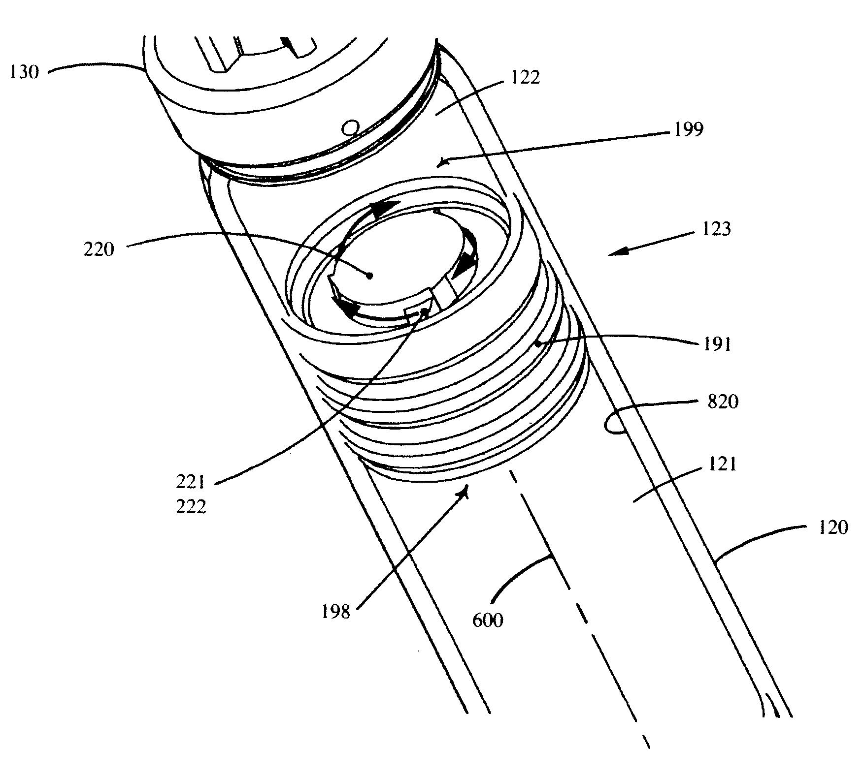 Vortex feature for drug delivery system