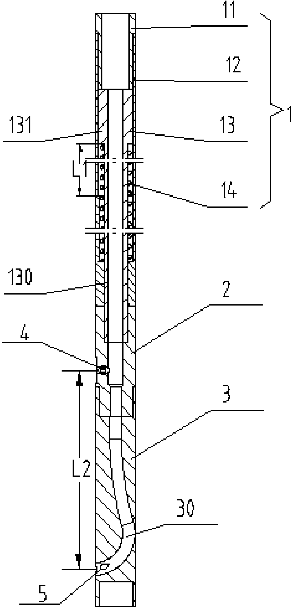 Radial drilling device for abrasive water jet flow