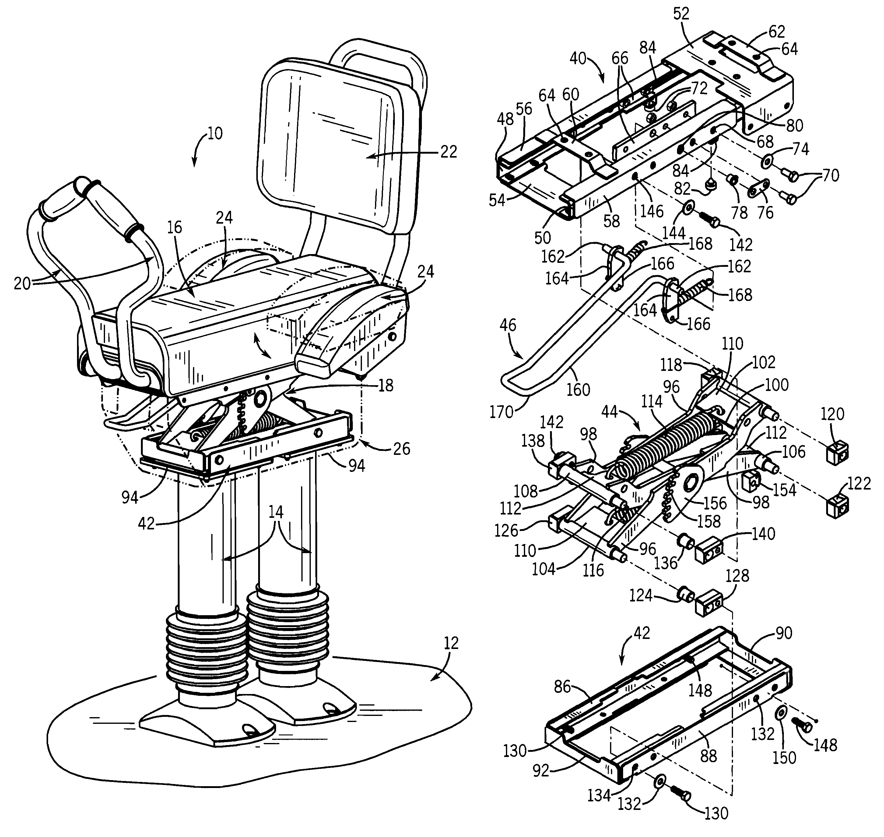 Adjustable jockey seat assembly