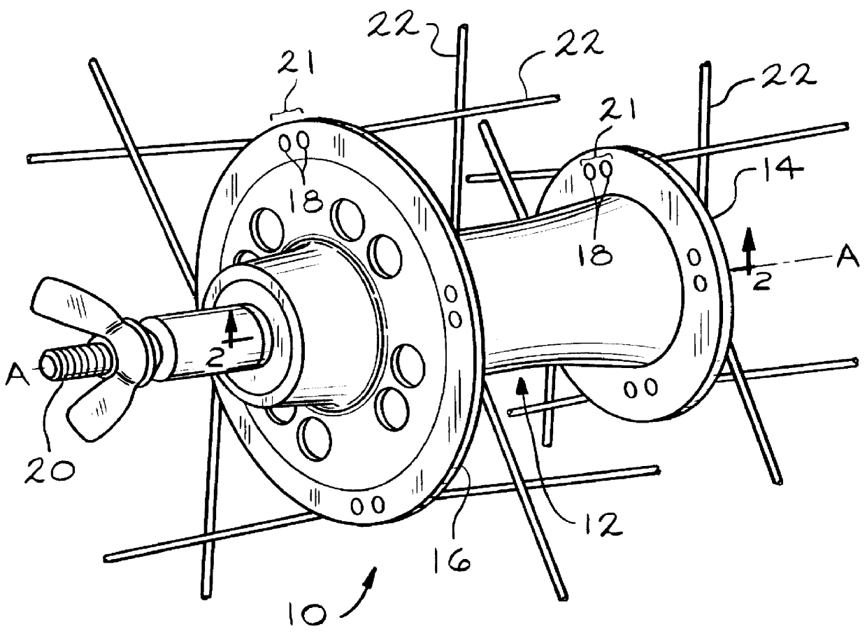 Tensioned spoked bicycle wheel assembly and hub therefor