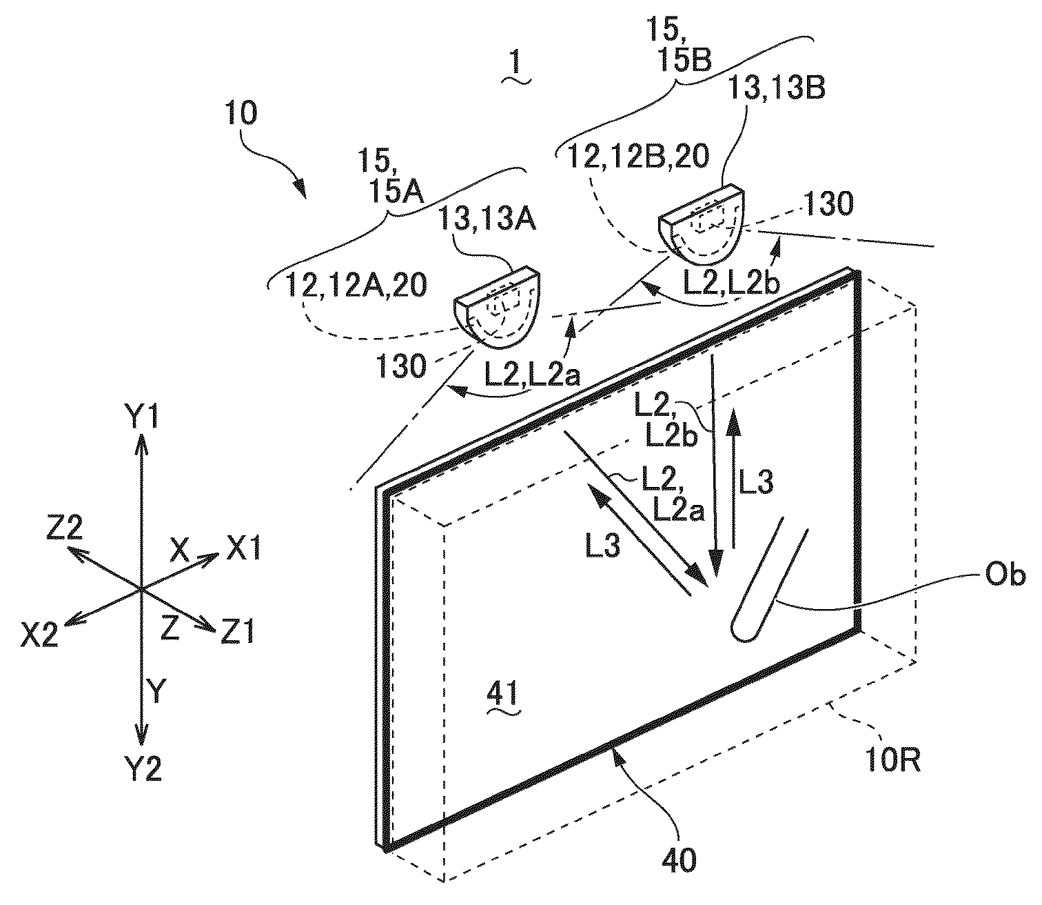 Optical position detection device and display system with input function