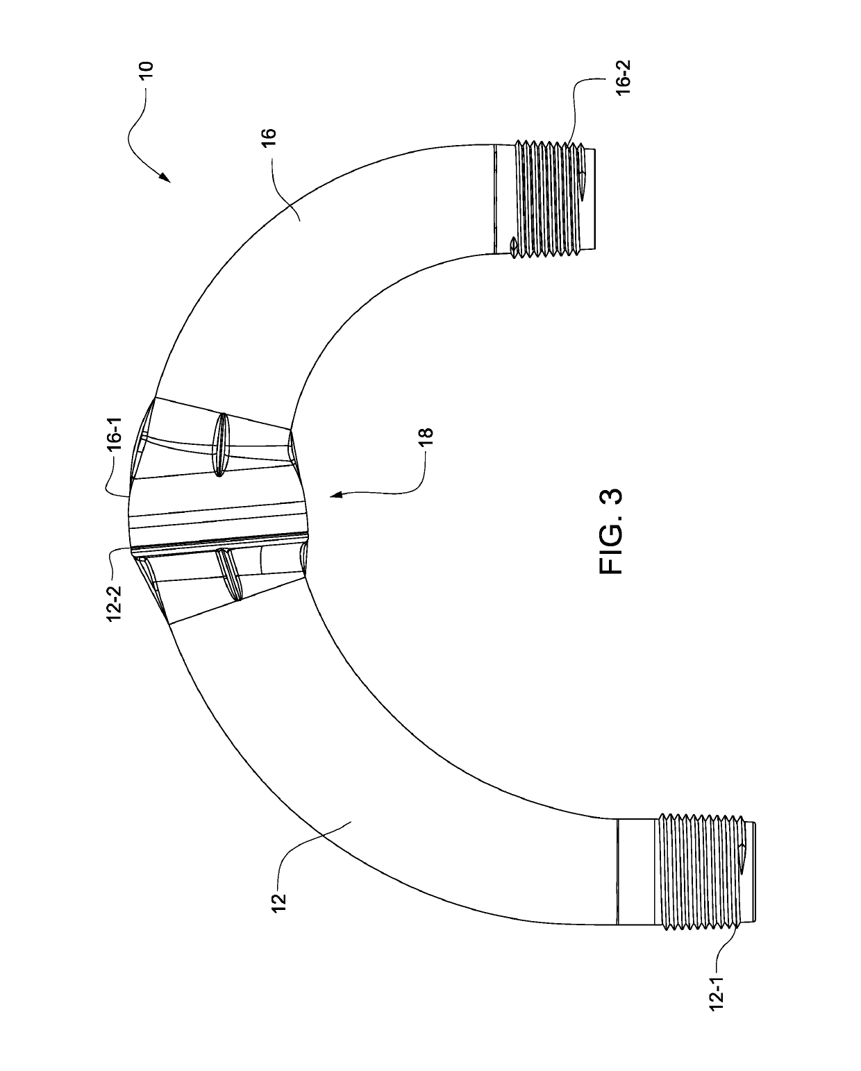 Center pivot irrigation gooseneck with varying cross-sectional diameters