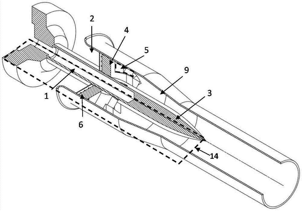 An air swirling device arranged in the nozzle of a gas turbine combustor