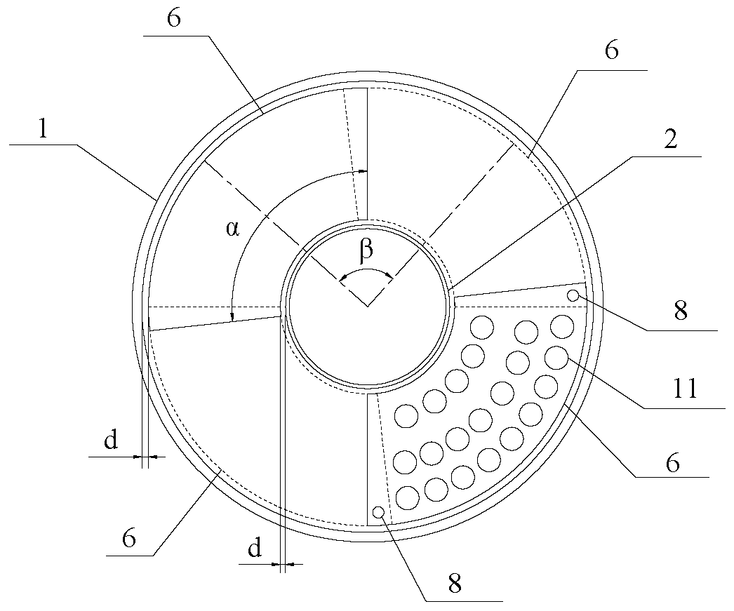 Discontinuous spiral baffle plate heat exchanger for cooling compressed air