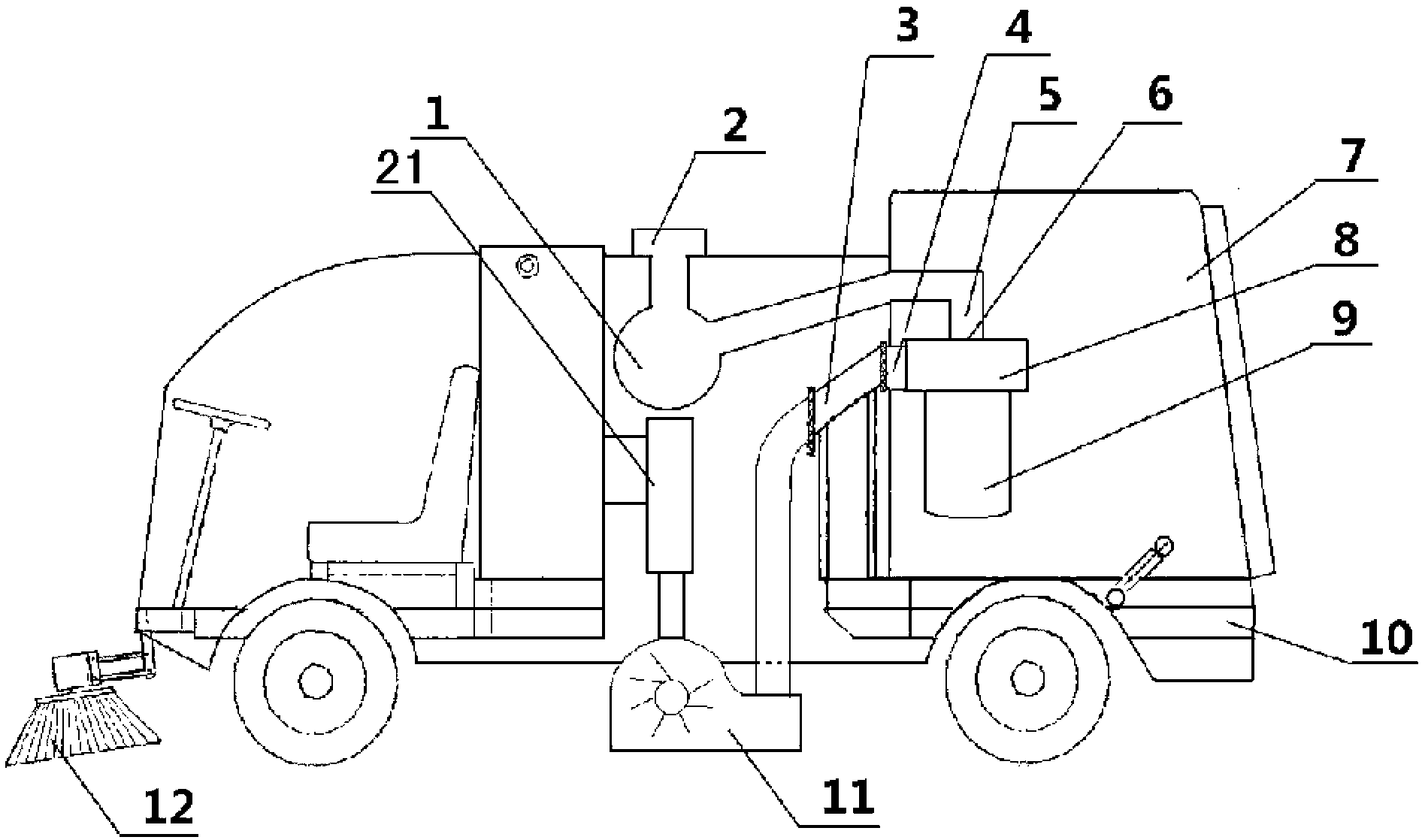 Electric dust-free solar energy sweeping vehicle