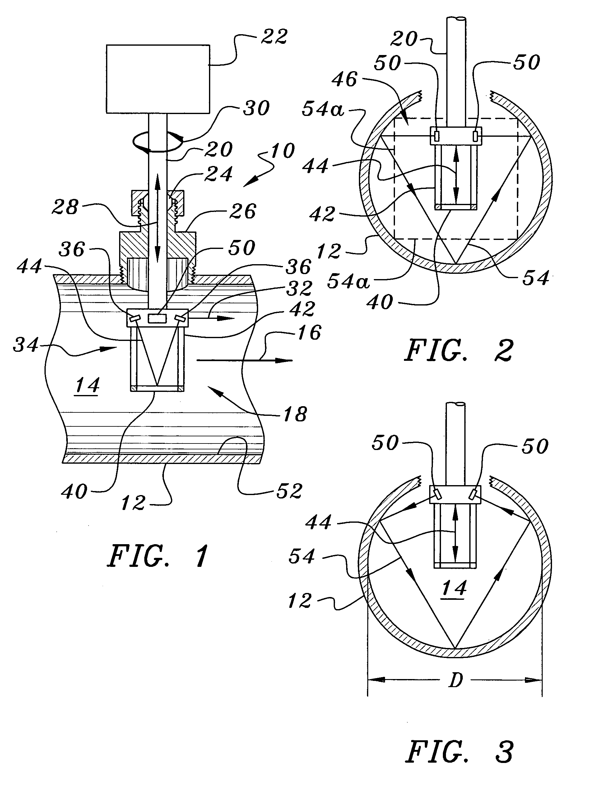 Flow probe pipe size detector