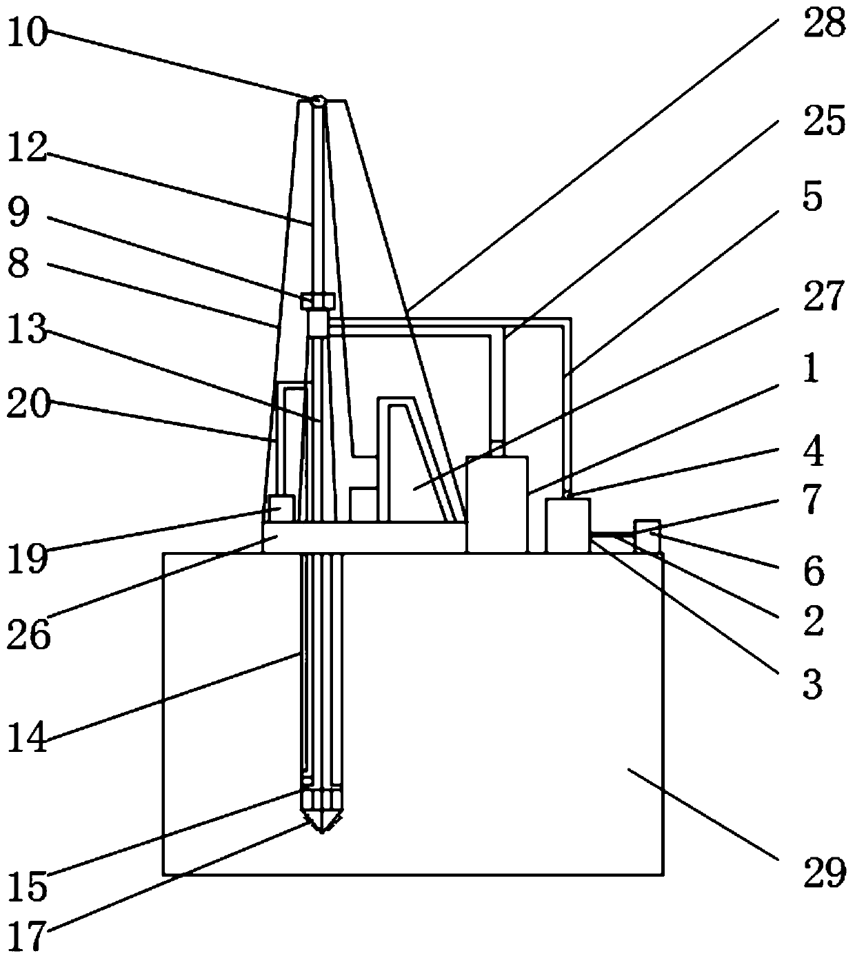 In-situ high-pressure rotary jet grouting injection repairing device for organic contaminated sites