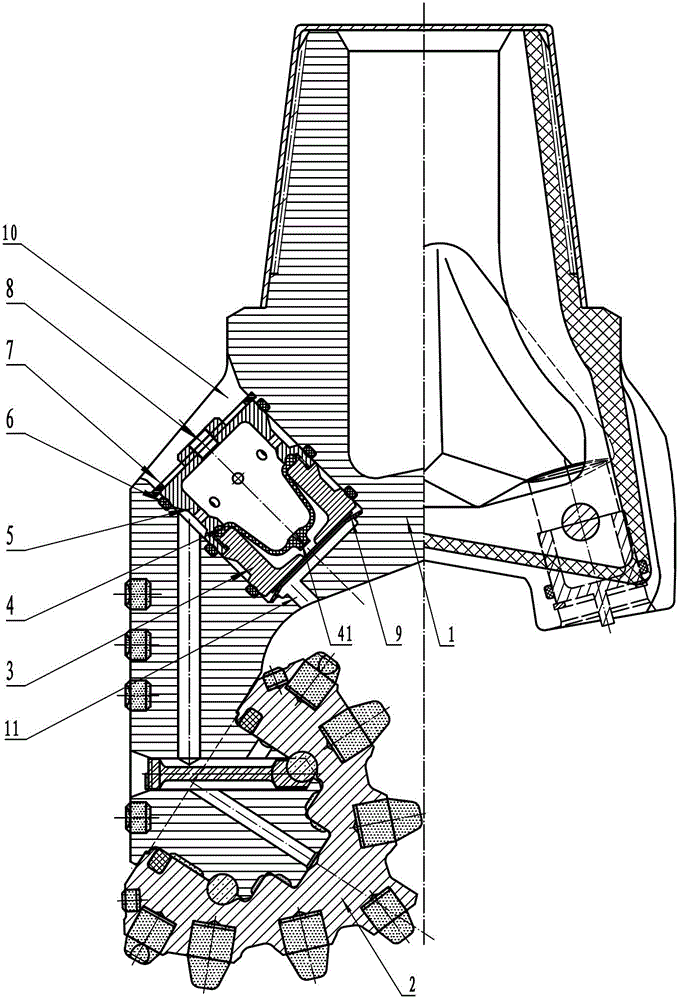 Tricone bit oil storage compensation pressure balancing system