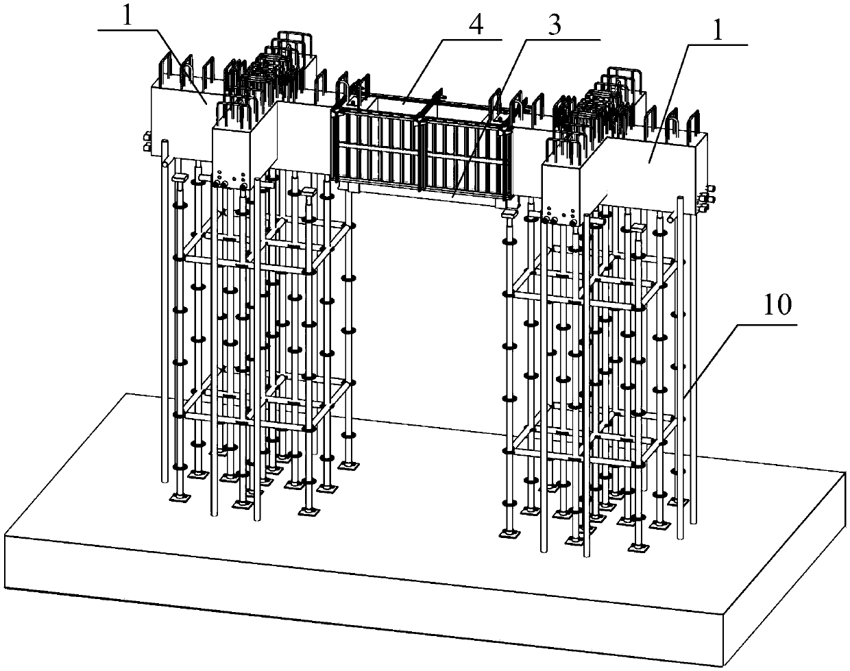 Support-free toolized formwork system applied to fabricated cast-in-place section and use method thereof