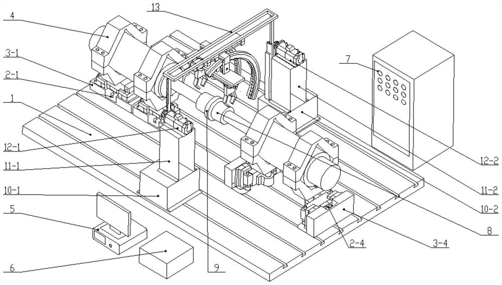 Automatic centering device of electro-spindle reliability test bench based on dragging