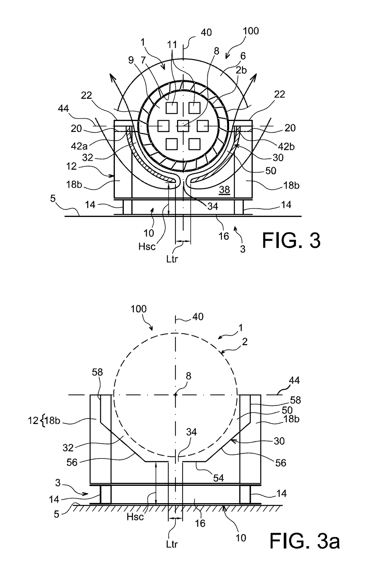 Device for supporting packaging for transporting/storing radioactive materials, including a shroud for guiding air for cooling the packaging by natural convection