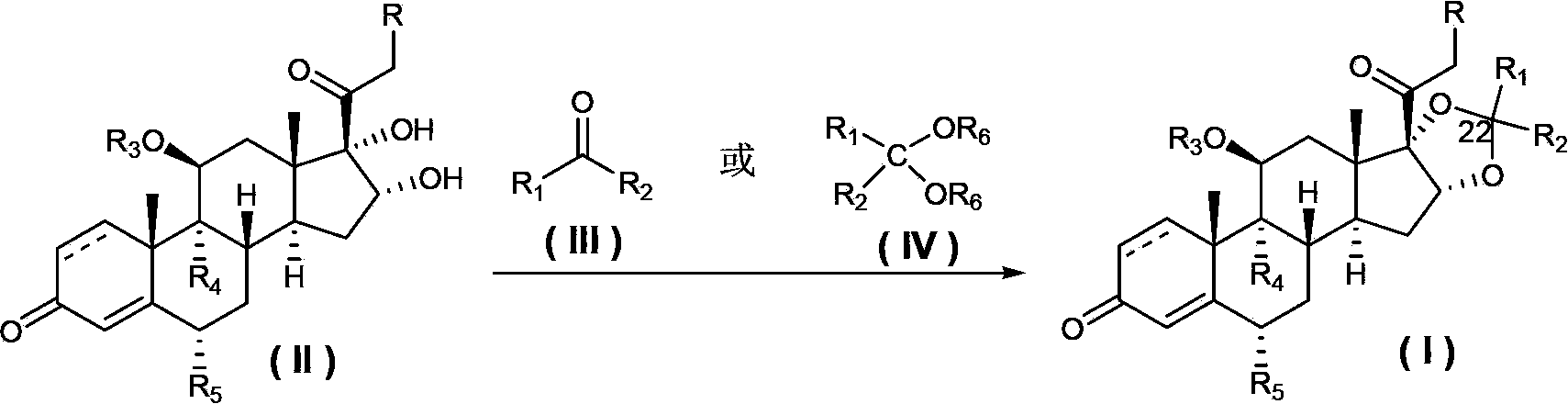 Preparation method of pregnane derivatives 16,17-acetal (ketone)