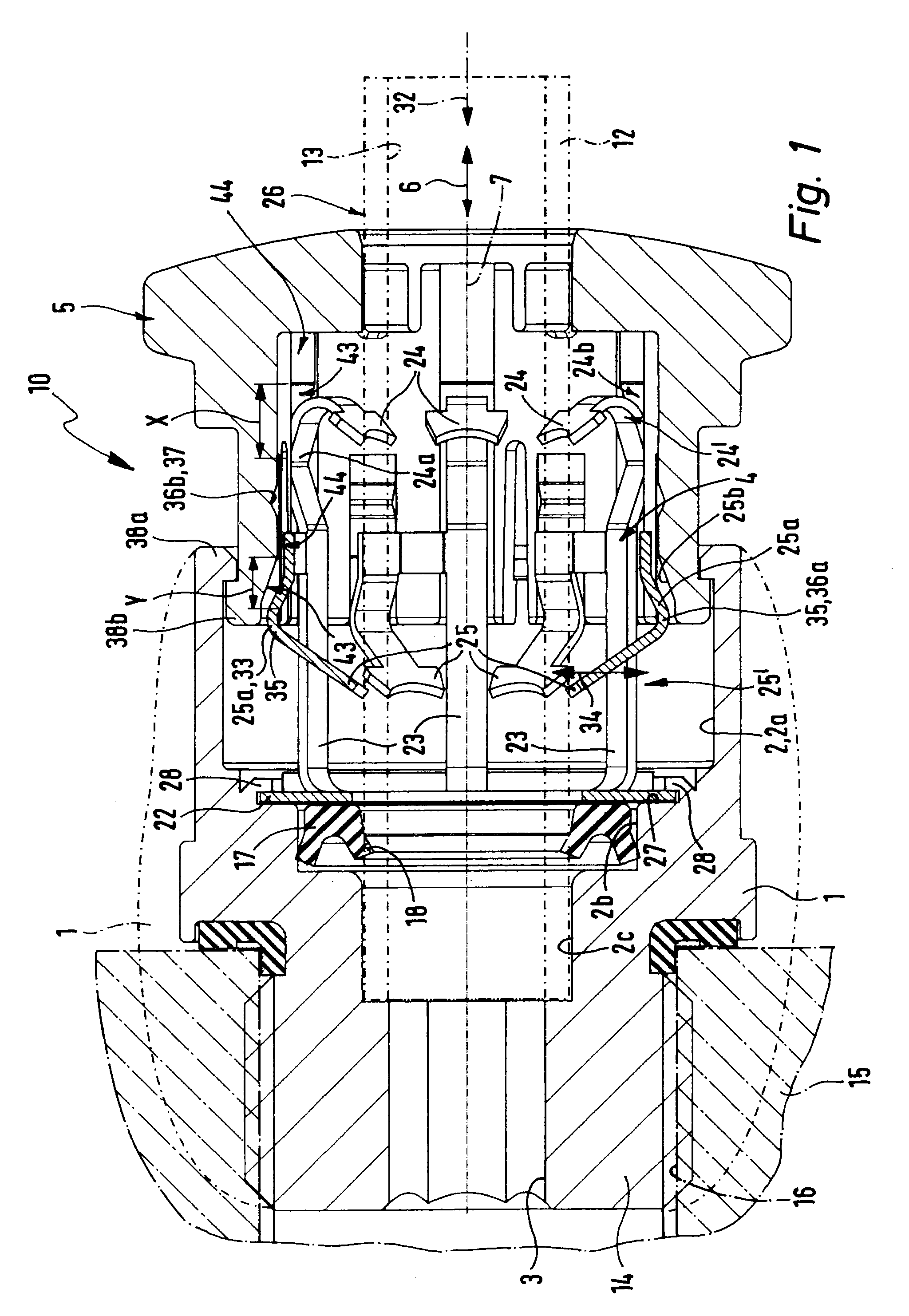 Coupling device for a fluid line