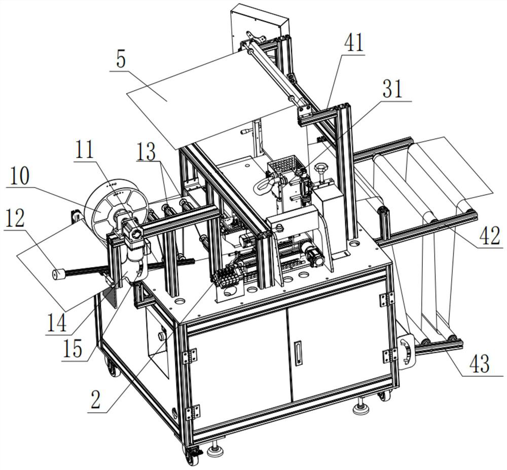 Adhesive tag placement equipment for abdominal pad processing