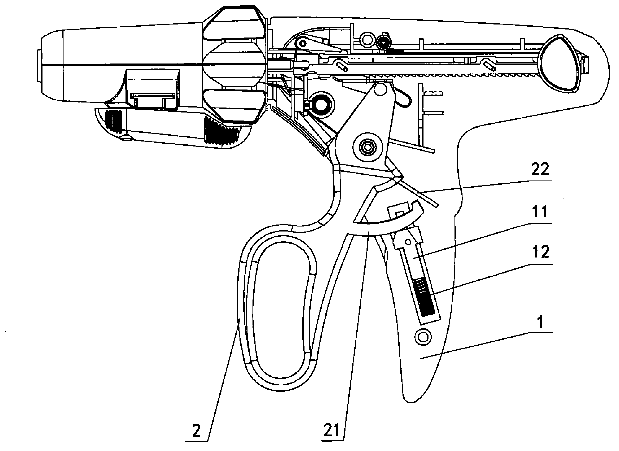 Straight line cutting stitching instrument under endoscope and safety device thereof