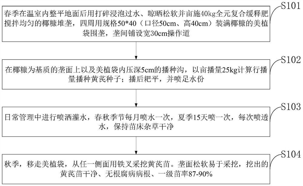 A method for harvesting Astragalus facility seedlings with coconut bran as substrate