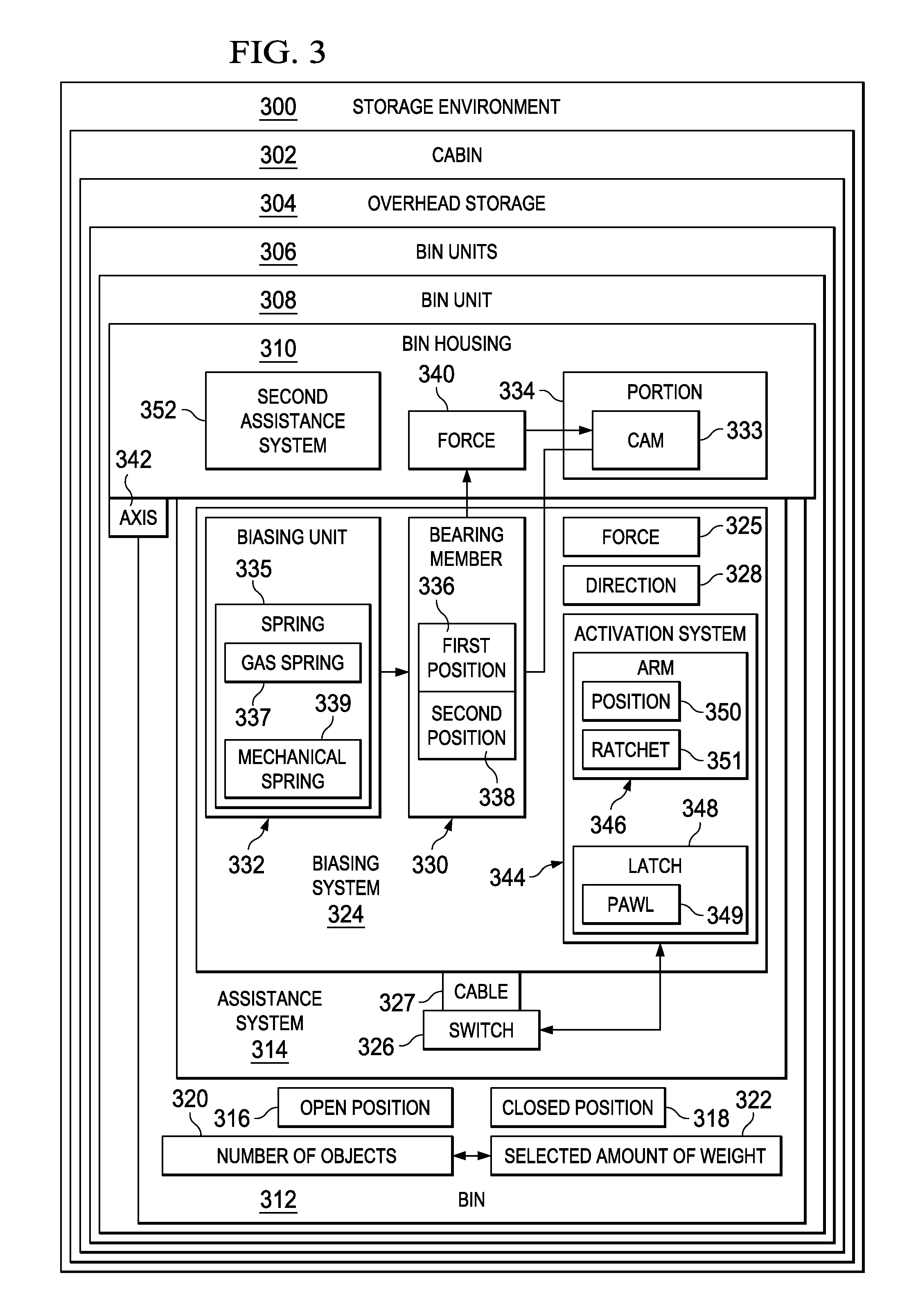 Movement assistance system for a storage bin