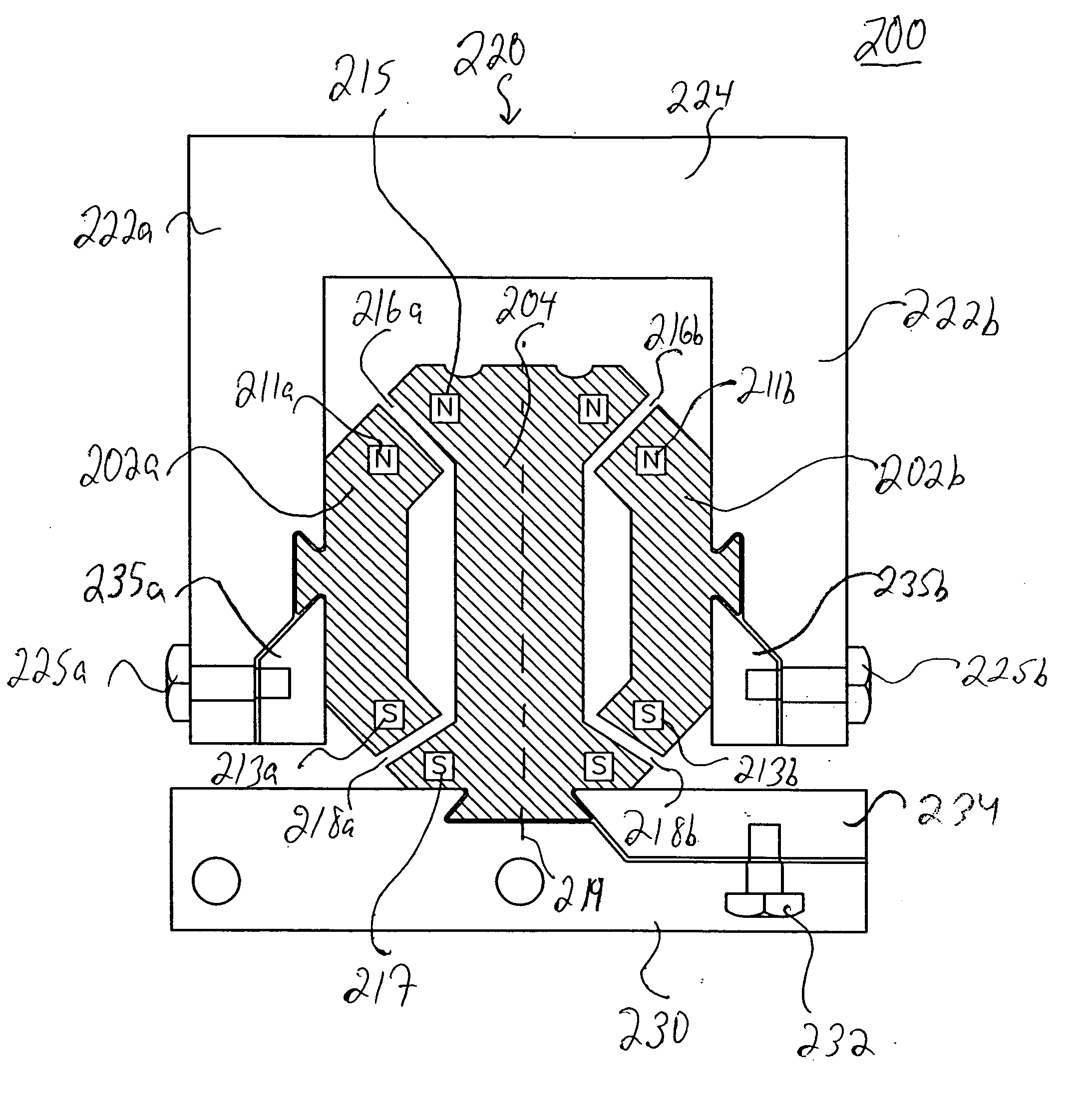 Magnetic bearing assembly using repulsive magnetic forces