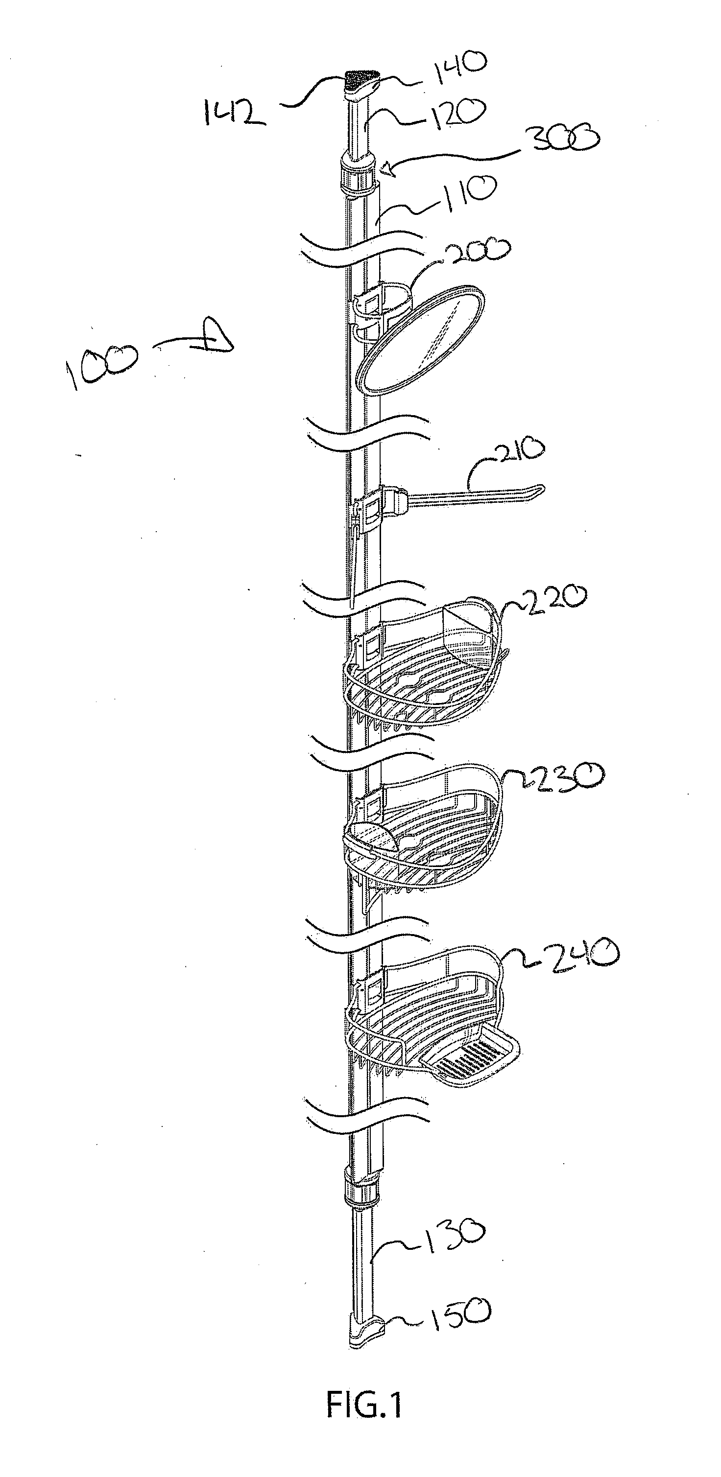 Vertically Adjustable Shower Caddy and Method for Tensioning Same