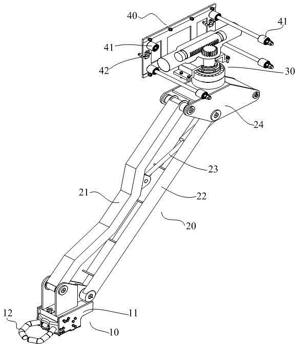 Oil rig racking platform string discharge manipulator